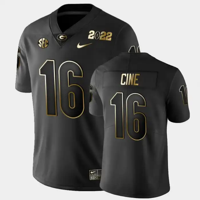 Lewis Cine Georgia Bulldogs Men's #16 2021 National Champions College Golden Black Football Jersey 2413JSKU5