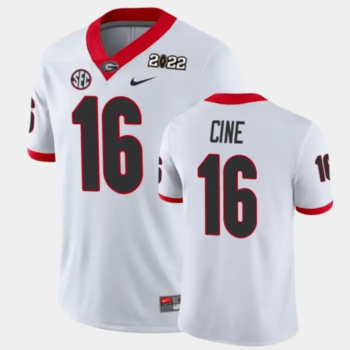 Lewis Cine Georgia Bulldogs Men's #16 2021 National Champions White College Game Football Jersey 2413TMSM2