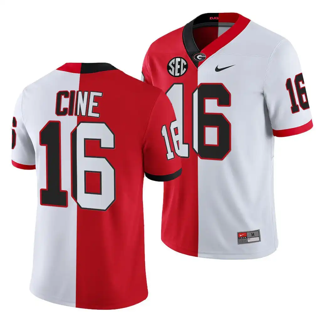 Lewis Cine Georgia Bulldogs Men's #16 Red 2021-22 College White Split Edition Football Jersey 2413NJYU5