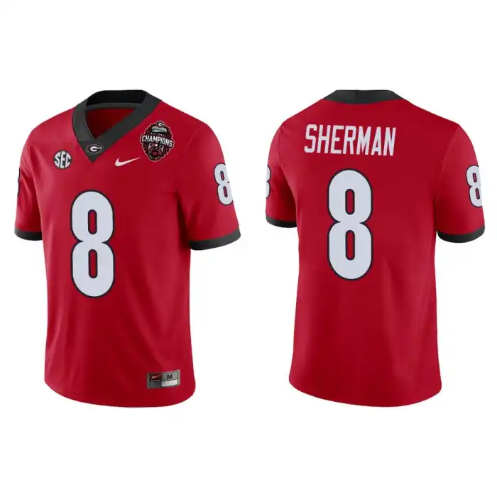 MJ Sherman Georgia Bulldogs Men's #8 Playoff Game College 2022 National Champions Red Football Jersey 2413HCAT1