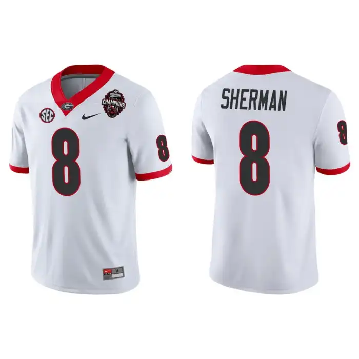 MJ Sherman Georgia Bulldogs Men's #8 Playoff Game College 2022 National Champions White Football Jersey 2413ZHVQ6