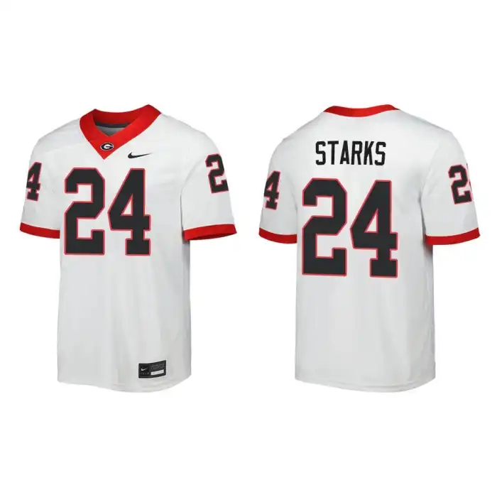 Malaki Starks Georgia Bulldogs Men's #24 Away White College Game Football Jersey 2413SPJQ2