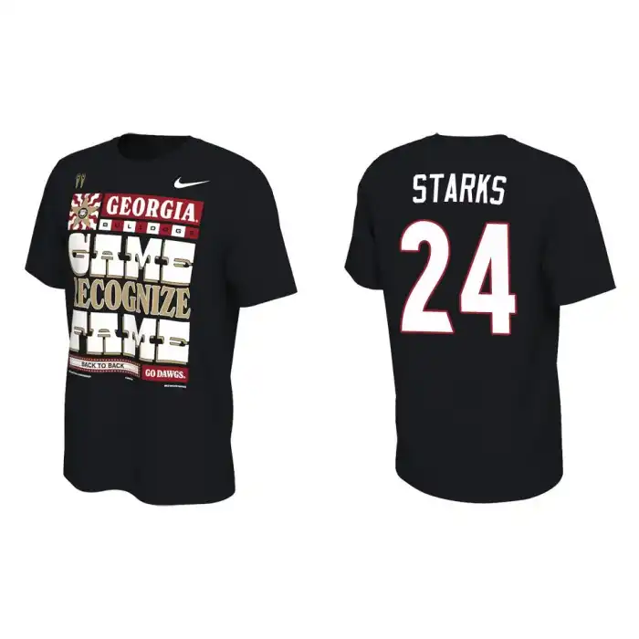 Malaki Starks Georgia Bulldogs Men's #24 Playoff Locker Room College 2022 National Champions Black Football T-Shirt 2413LJFQ2