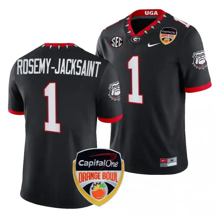 Marcus Rosemy-Jacksaint Georgia Bulldogs Men's #1 2023 Orange Bowl Playoff College Black Football Jersey 2413JITD6