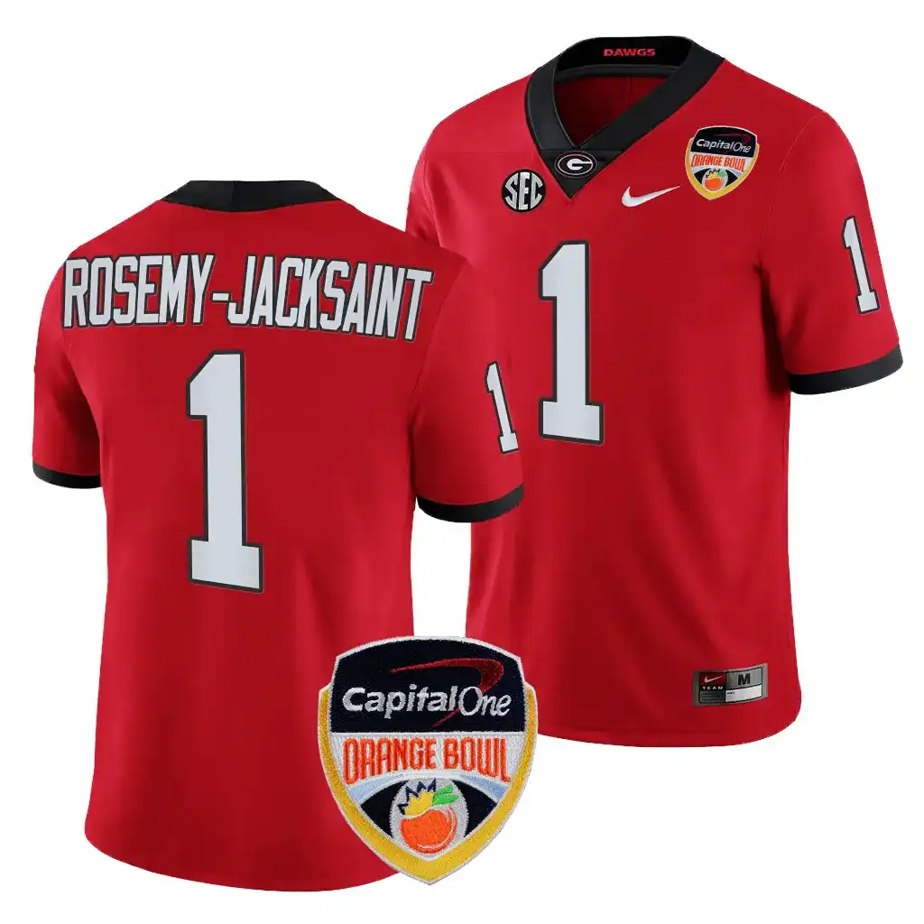 Marcus Rosemy-Jacksaint Georgia Bulldogs Men's #1 2023 Orange Bowl Playoff College Red Football Jersey 2413IMOJ3