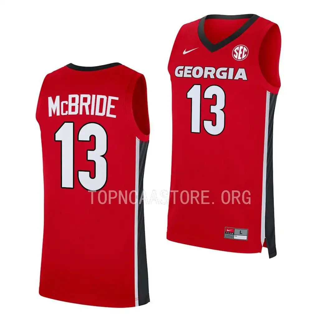 Mardrez McBride Georgia Bulldogs Men's #13 Red 2022-23 College Replica Away Basketball Jersey 2413CYTA6