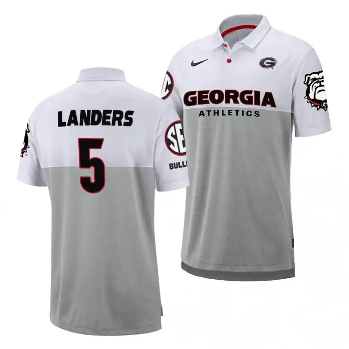 Matthew Landers Georgia Bulldogs Men's #5 White College Coaches Football Polo 2413ZQPV1