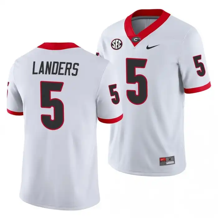 Matthew Landers Georgia Bulldogs Men's #5 White Game College Away Football Jersey 2413ELYZ2