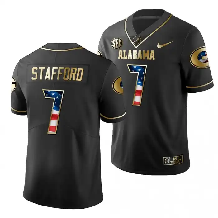 Matthew Stafford Georgia Bulldogs Men's #7 Black 2019 History Player College Stars and Stripes Football Jersey 2413DQXV7