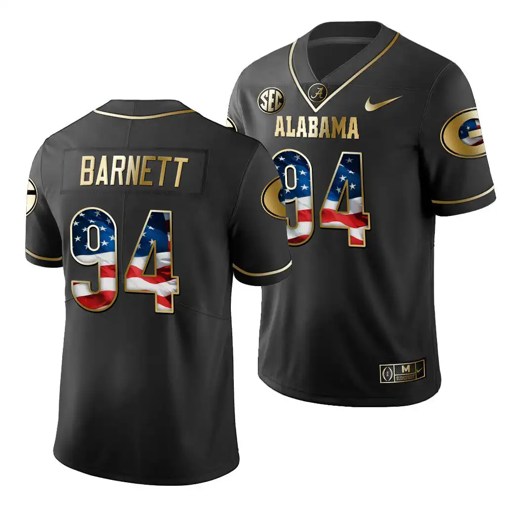 Michael Barnett Georgia Bulldogs Men's #94 2019 Black Golden Edition College Stars And Stripes Limited Football Jersey 2413PDRY0