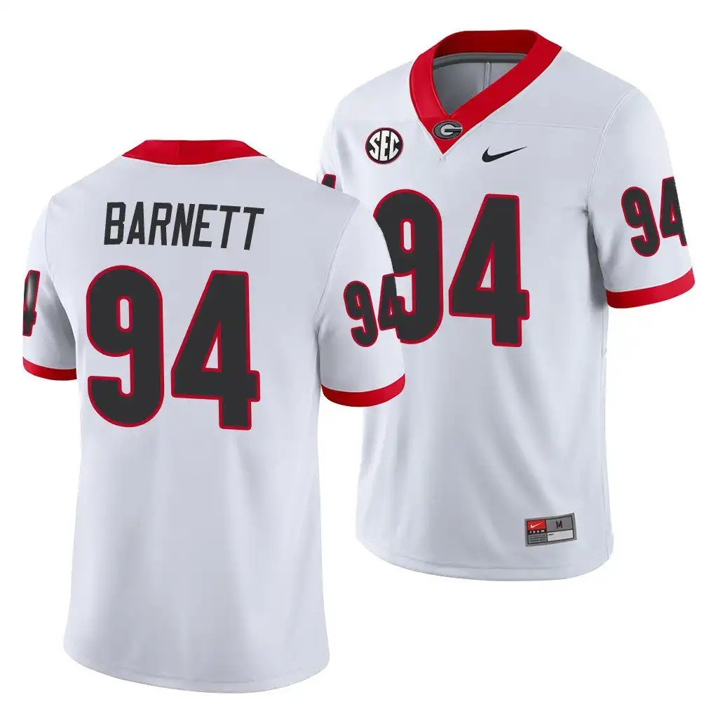 Michael Barnett Georgia Bulldogs Men's #94 White Game College Away Football Jersey 2413GYUX7