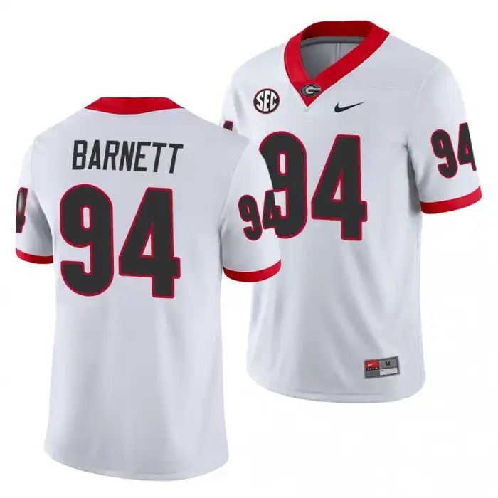 Michael Barnett Georgia Bulldogs Men's #94 White Game College Away Football Jersey 2413IKOJ3