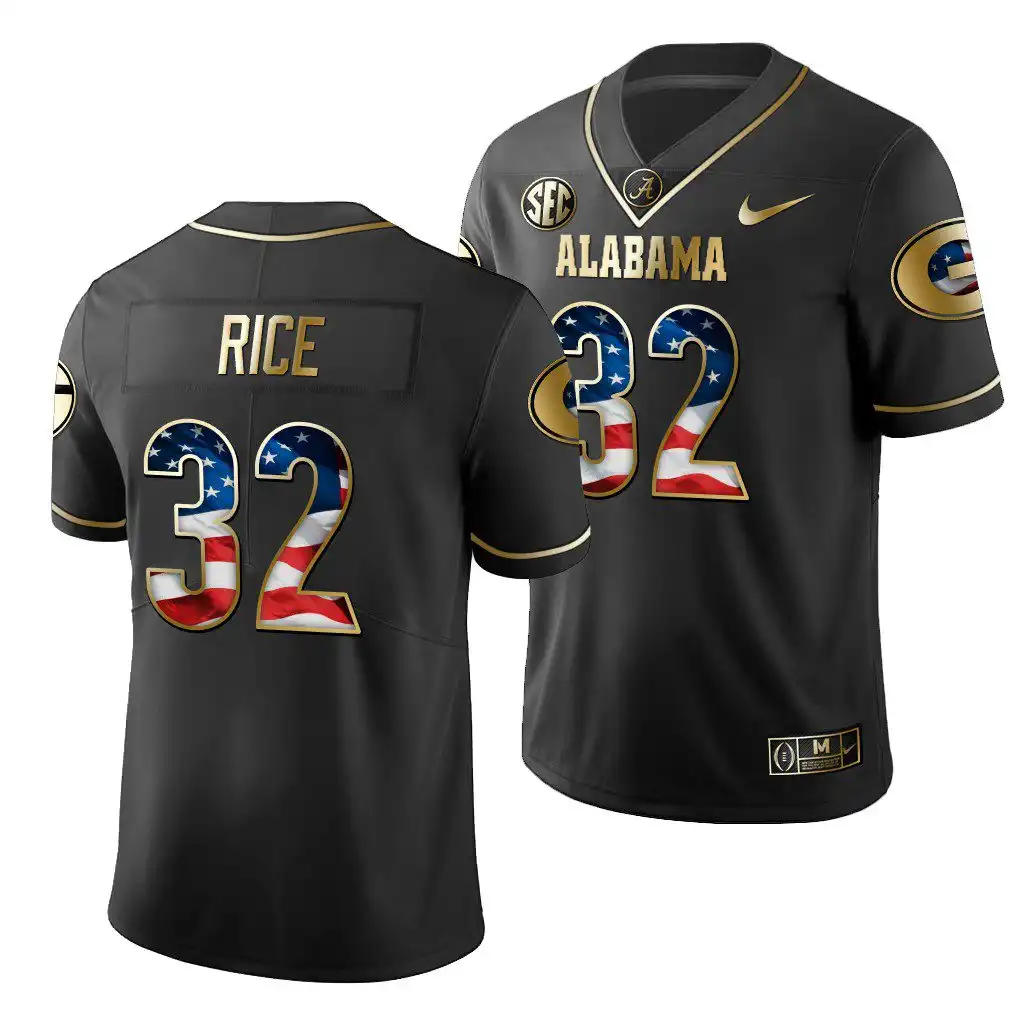 Monty Rice Georgia Bulldogs Men's #32 2019 Black Golden Edition College Stars And Stripes Limited Football Jersey 2413HUPC5