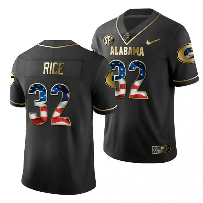 Monty Rice Georgia Bulldogs Men's #32 2019 Black Golden Edition College Stars And Stripes Limited Football Jersey 2413UJJE7