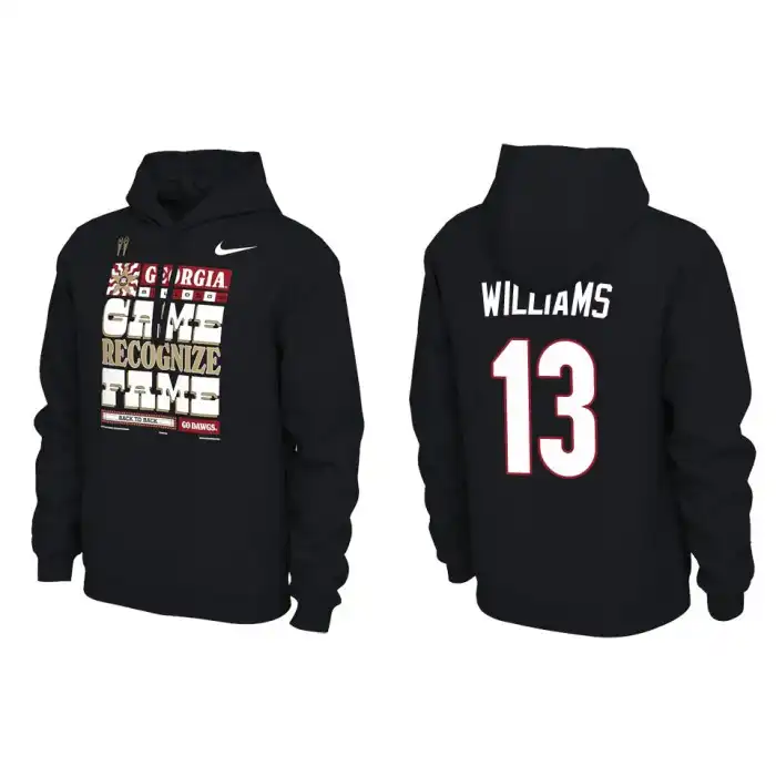 Mykel Williams Georgia Bulldogs Men's #13 Playoff Locker Room Black College 2022 National Champions Pullover Football Hoodie 2413IDMR3