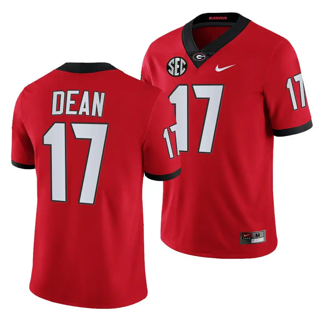 Nakobe Dean Georgia Bulldogs Men's #17 Red Game College 2021-22 Football Jersey 2413KXJX5