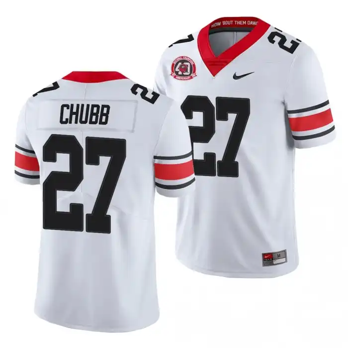 Nick Chubb Georgia Bulldogs Men's #27 40th Anniversary White College Alternate Football Jersey 2413ENRC1