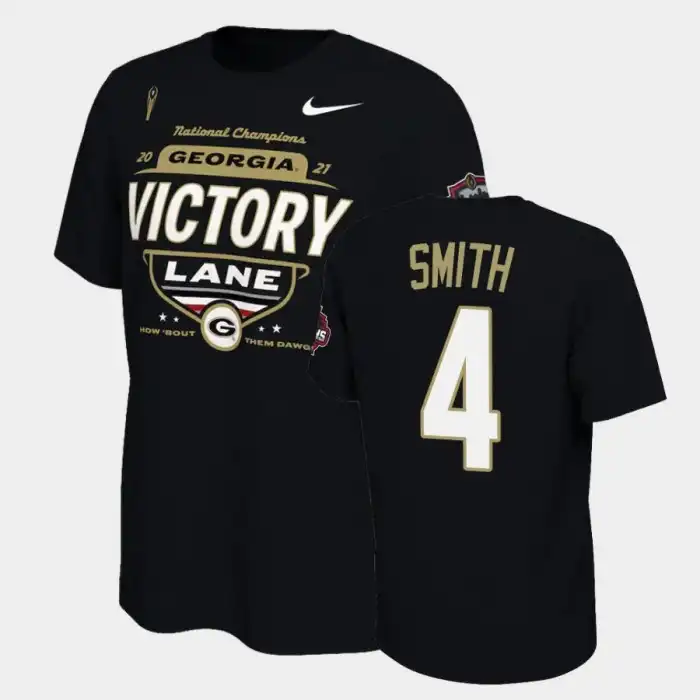 Nolan Smith Georgia Bulldogs Men's #4 2021 National Champions College Black Football T-Shirt 2413ILYP4