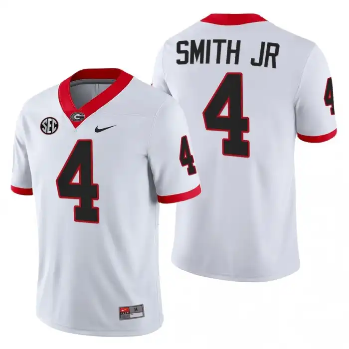 Nolan Smith Georgia Bulldogs Men's #4 Block Number Font 2022 College White Football Jersey 2413VKIJ0