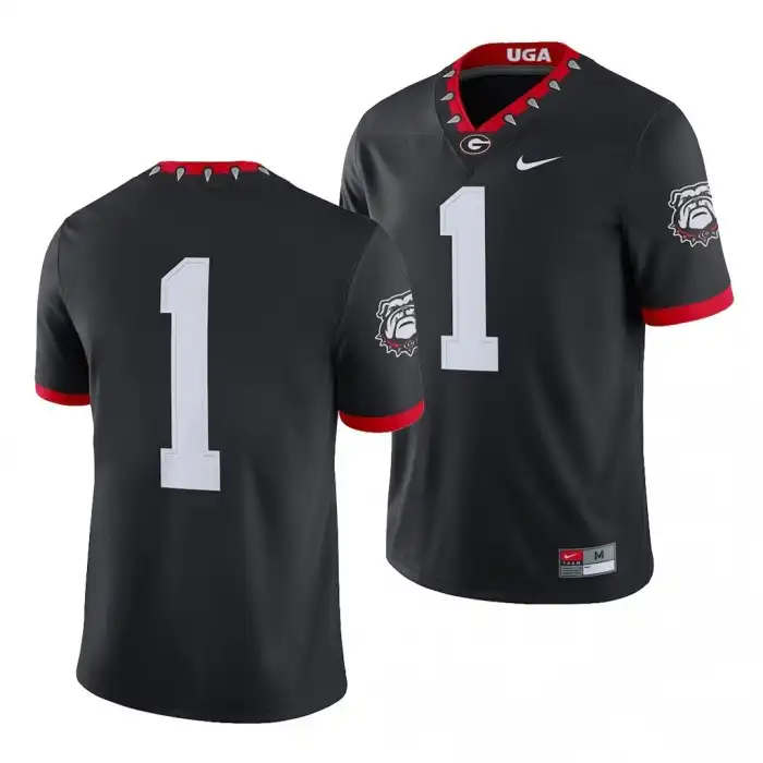 Number Georgia Bulldogs Men's #1 100th Anniversary Alternate College Black Game Football Jersey 2413MBHD7