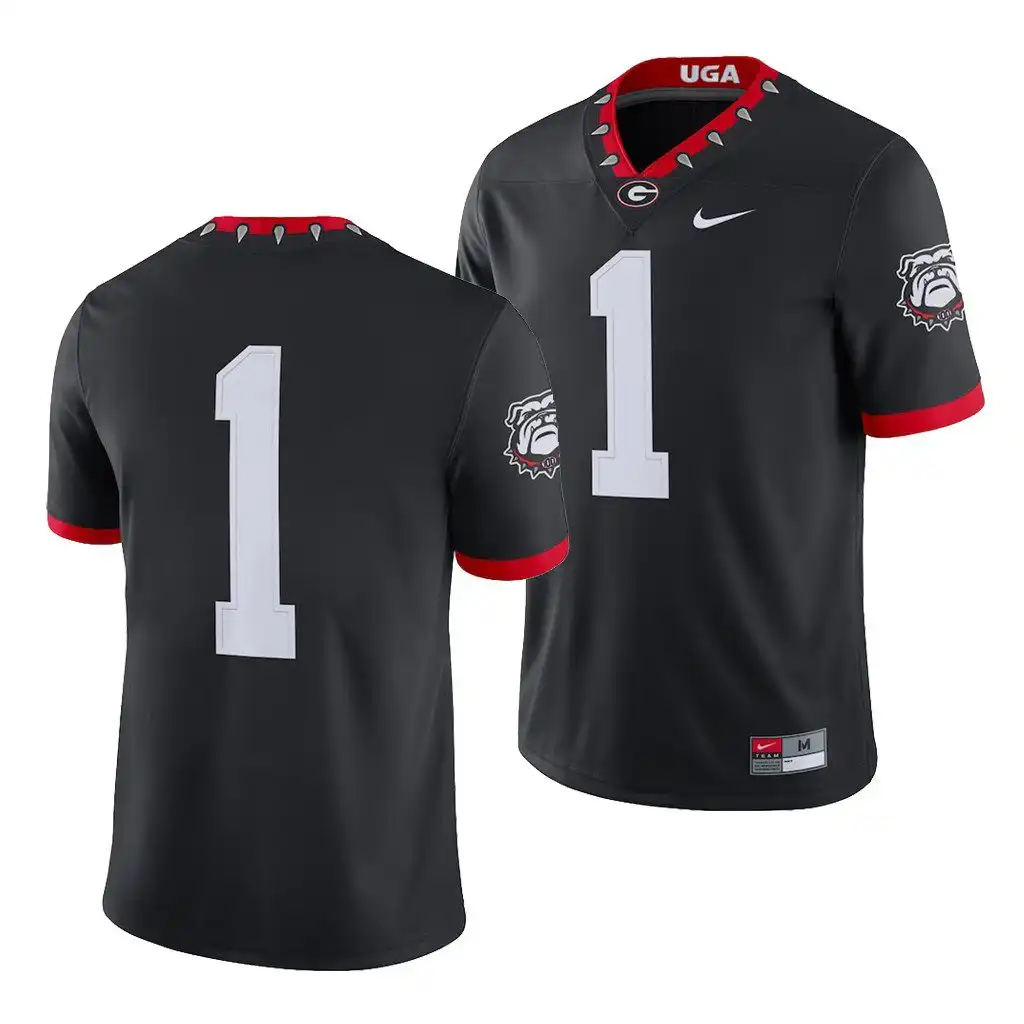 Number Georgia Bulldogs Men's #1 100th Anniversary Alternate College Black Game Football Jersey 2413WMXS6