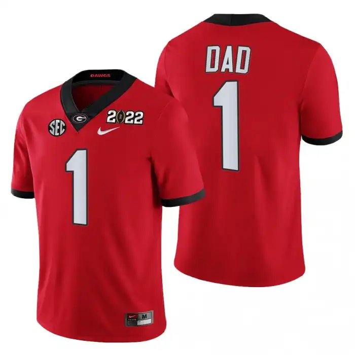 Number Georgia Bulldogs Men's #1 Greatest Dad 2022 Fathers Day Gift College Red Football Jersey 2413GVFE1