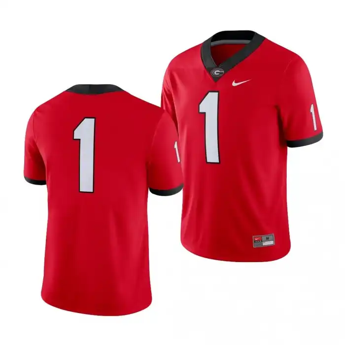 Number Georgia Bulldogs Men's #1 Red College Game Football Jersey 2413TGXY4