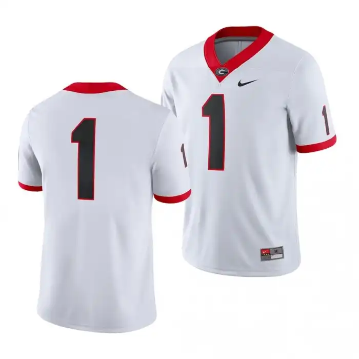 Number Georgia Bulldogs Men's #1 White Game College 2018 #1 Football Jersey 2413WSKP3