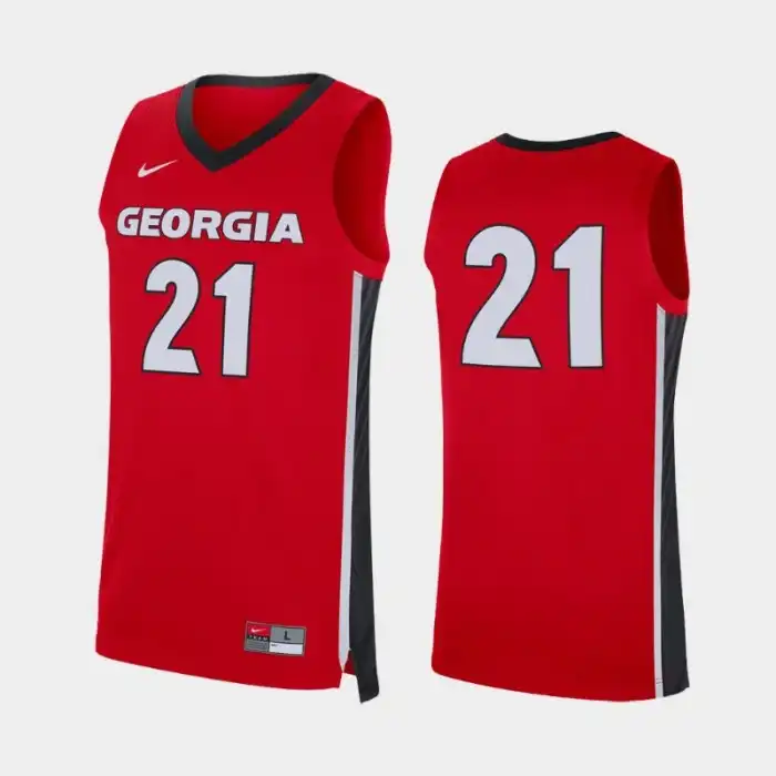 Number Georgia Bulldogs Men's #21 Replica College Red Basketball Jersey 2413PQAM2