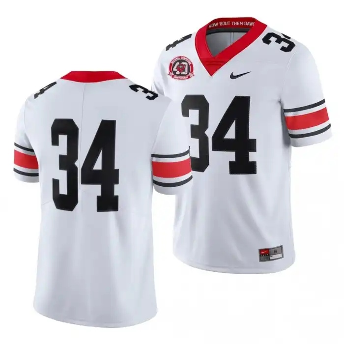 Number Georgia Bulldogs Men's #34 Limited College White Football Jersey 2413QNQM7