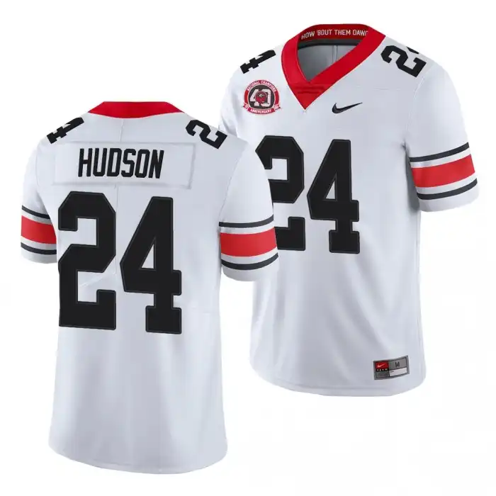 Prather Hudson Georgia Bulldogs Men's #24 40th Anniversary White College Alternate Football Jersey 2413QZRA4