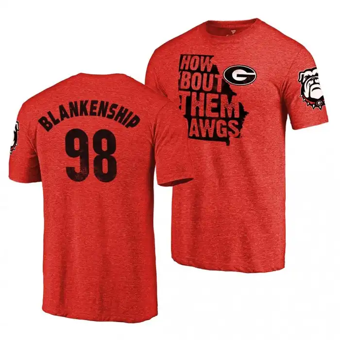 Rodrigo Blankenship Georgia Bulldogs Men's #98 Home Tri-Blend College town Classic Red Football T-Shirt 2413LAPU6