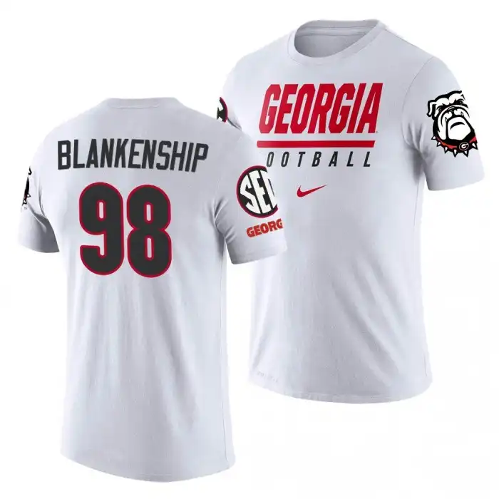 Rodrigo Blankenship Georgia Bulldogs Men's #98 White College Sideline Legend Performance Football T-Shirt 2413JASZ4