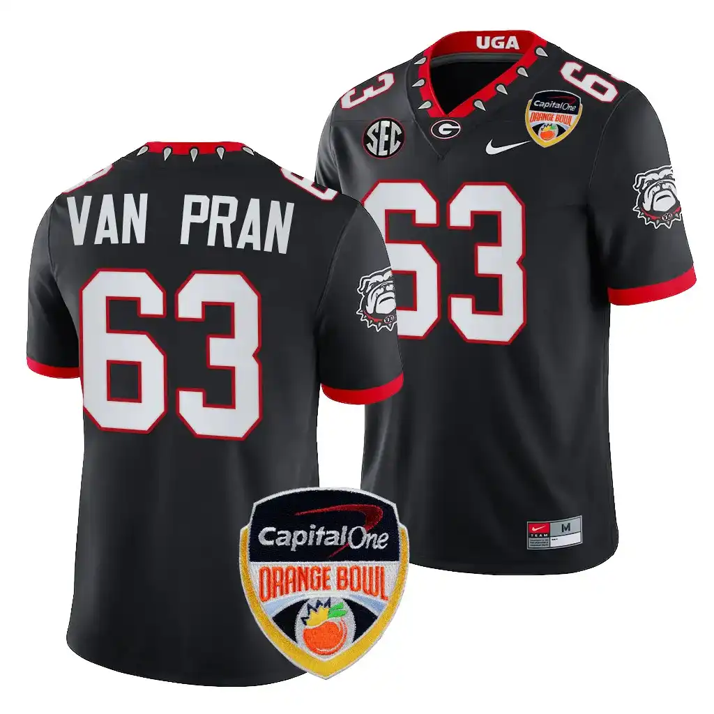 Sedrick Van Pran Georgia Bulldogs Men's #63 2023 Orange Bowl Playoff College Black Football Jersey 2413DDVS4