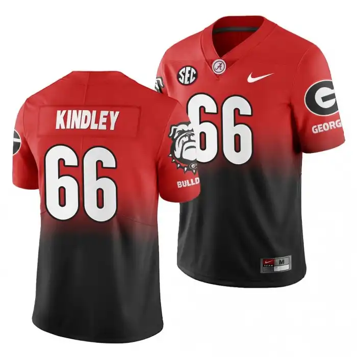 Solomon Kindley Georgia Bulldogs Men's #66 Gradient Red College 2019 Color Crash Black Football Jersey 2413AHXW6