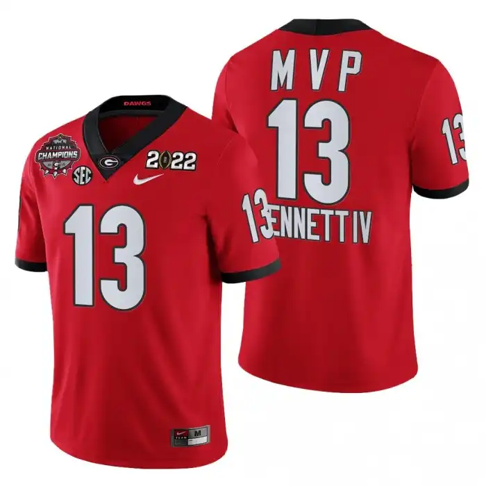 Stetson Bennett Georgia Bulldogs Men's #13 2021-22 National Champions Red College CFP MVP Football Jersey 2413AWGY1