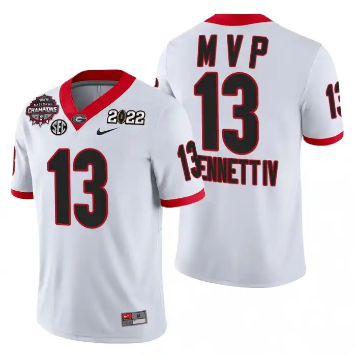 Stetson Bennett Georgia Bulldogs Men's #13 2021-22 National Champions White College CFP MVP Football Jersey 2413TVTF4