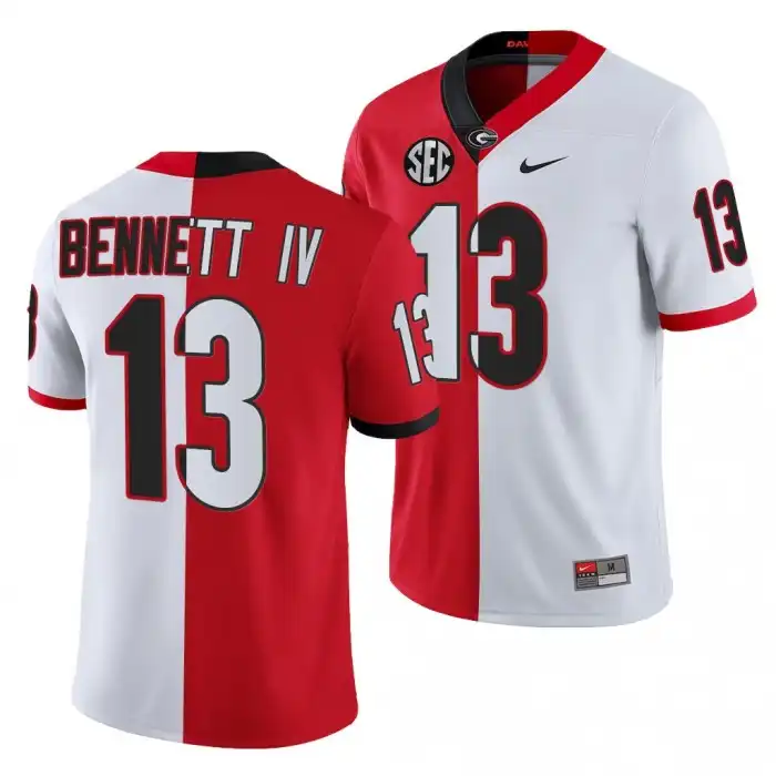 Stetson Bennett Georgia Bulldogs Men's #13 2021-22 Red College Split Edition White Football Jersey 2413WHUI2