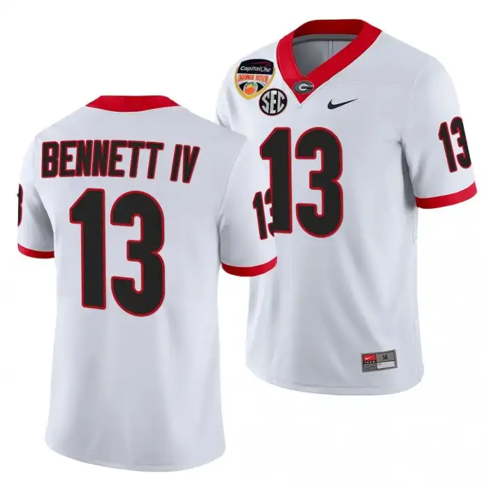 Stetson Bennett Georgia Bulldogs Men's #13 2021 Orange Bowl 100th Anniversary College White Football Jersey 2413CDNL8