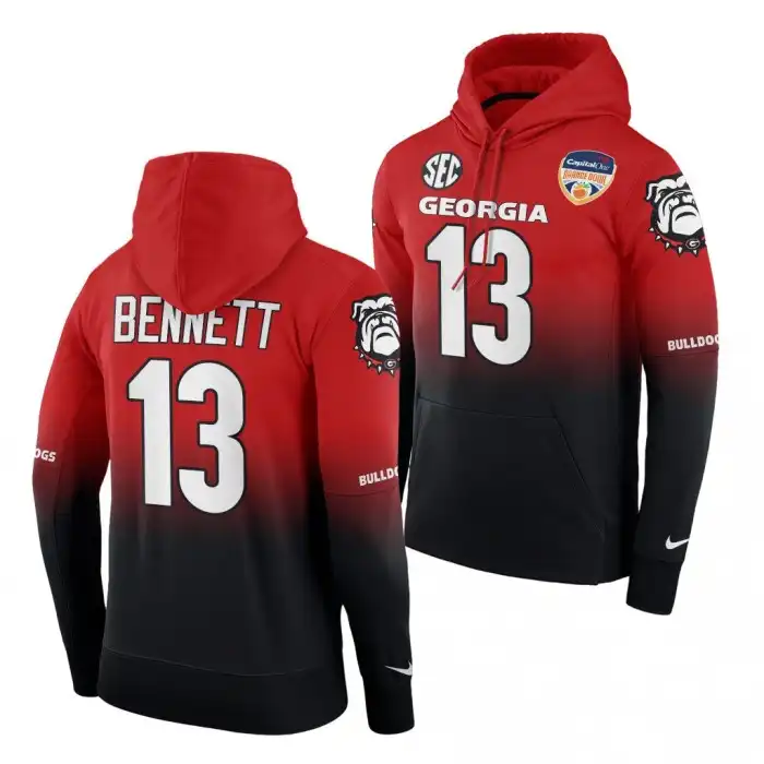 Stetson Bennett Georgia Bulldogs Men's #13 2021 Orange Bowl Red College Black Color Crash Football Hoodie 2413ZWDW2