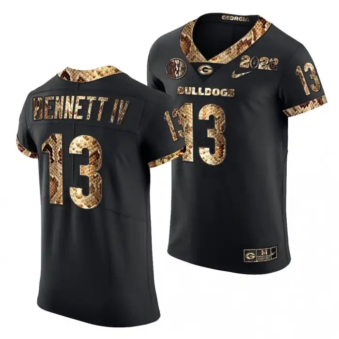 Stetson Bennett Georgia Bulldogs Men's #13 2022 Black Python Skin College Playoff Football Jersey 2413TLMA0