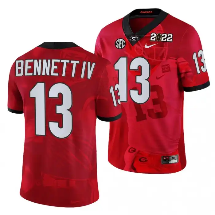 Stetson Bennett Georgia Bulldogs Men's #13 2022 National Champions Decisive Highlights College hip red Football Jersey 2413QSEL6