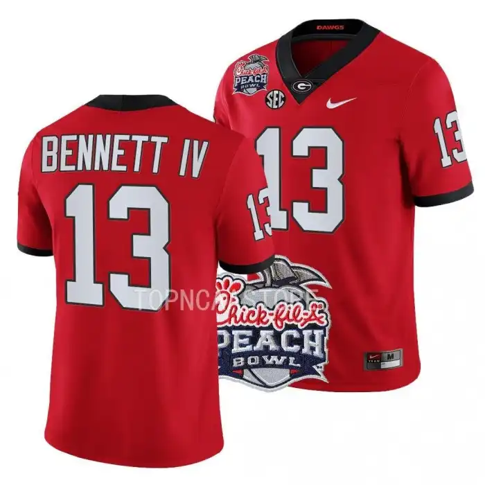 Stetson Bennett Georgia Bulldogs Men's #13 2022 Peach Bowl Playoff College Red Football Jersey 2413LZRO1