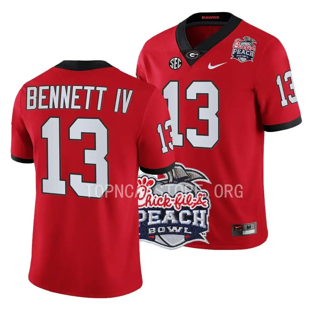 Stetson Bennett Georgia Bulldogs Men's #13 2022 Peach Bowl Playoff College Red Football Jersey 2413SGQI4