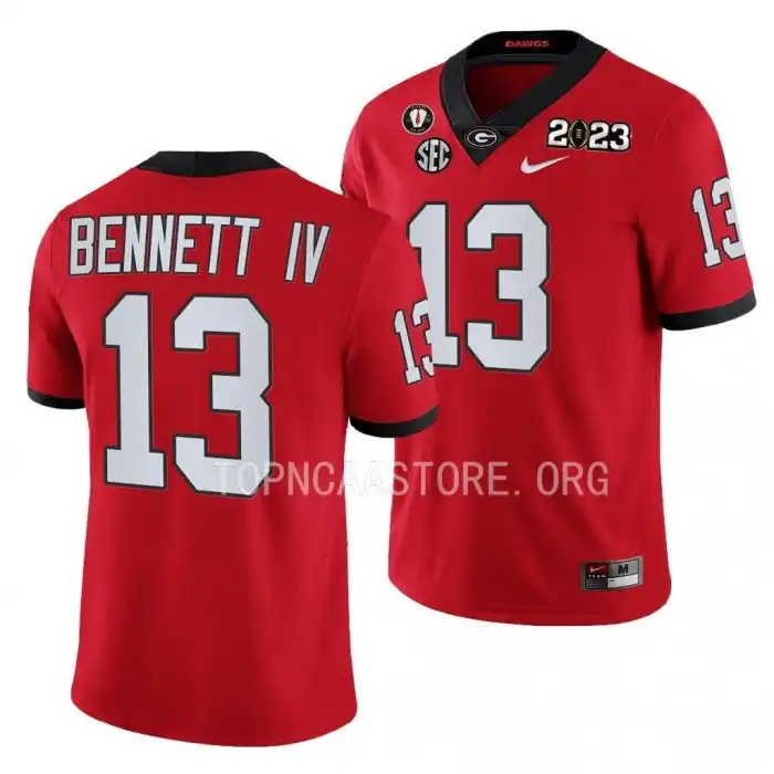 Stetson Bennett Georgia Bulldogs Men's #13 2023 National Championship Playoff College Red Football Jersey 2413DPNQ0