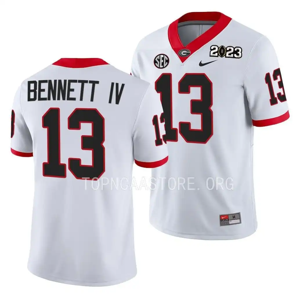 Stetson Bennett Georgia Bulldogs Men's #13 2023 National Championship Playoff College White Football Jersey 2413CDHQ6