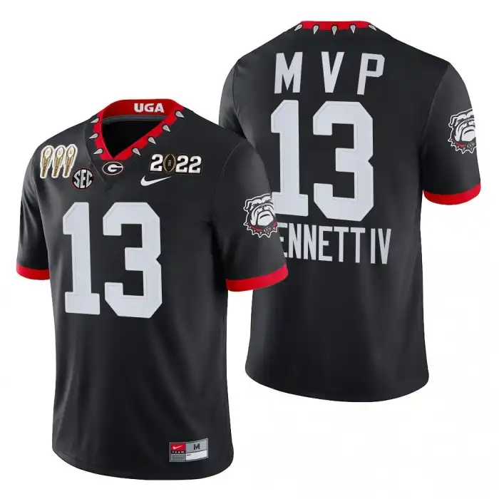 Stetson Bennett Georgia Bulldogs Men's #13 3-Times National Champions Black College CFP MVP Football Jersey 2413JDIC4