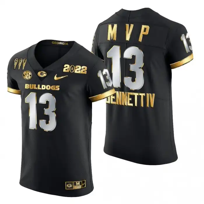 Stetson Bennett Georgia Bulldogs Men's #13 Black CFP Golden College 3X National Champions Limited Football Jersey 2413BJQE7