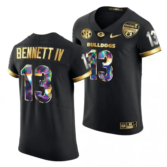 Stetson Bennett Georgia Bulldogs Men's #13 Black Golden Diamond Edition College 2021 Orange Bowl Football Jersey 2413GUVC8