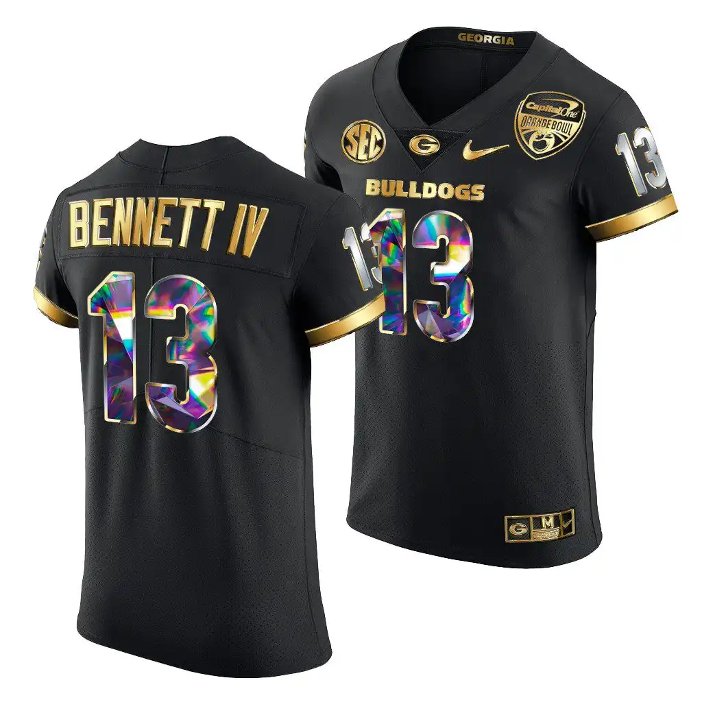 Stetson Bennett Georgia Bulldogs Men's #13 Black Golden Diamond Edition College 2021 Orange Bowl Football Jersey 2413MEDF4